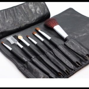 🆕 7pc Pro Brush Set W/Leather case BLACK or BROWN